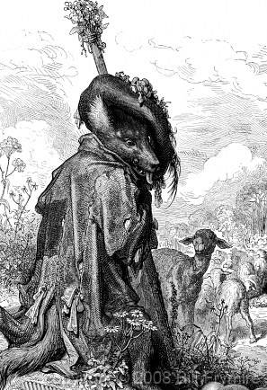 Gustave Dore illustration of the Wolf Turned Shepherd