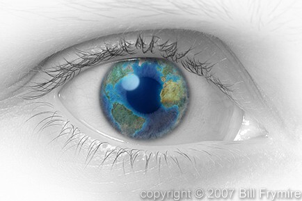 global vision eye with earth