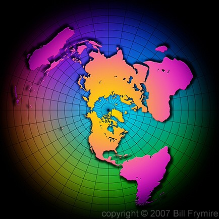 colorful globe, overhead view