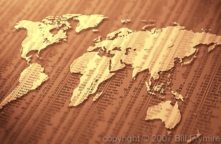 world map on stock listings