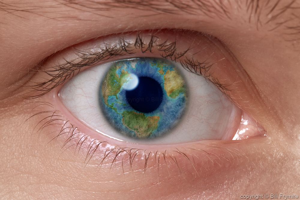 global vision eye with earth