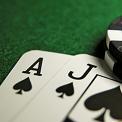 blackjack hand with poker chips