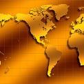 world map in gold tones