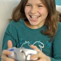Girl playing game system