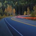 curved road with streaks