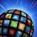 Internet mosaic globe showing diverse screens