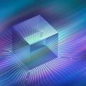 Glass cube with circuit board connections