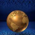 gold metal globe America and Europe