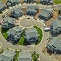 aerial view of suburban neighborhood