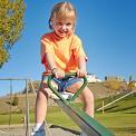 girl on teeter totter in playground