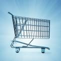 shopping cart on blue background