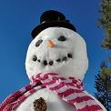 snowman with top hat and scarf