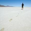 man standing on Bonneville Salt Flats