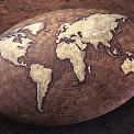 world map on oval rock