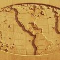 oval world map on side of building Salt Lake City