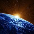 earth from space with sunrise