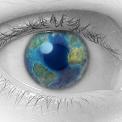 global vision eye with earth