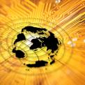 World map on circuit board
