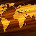 gold world map on brown background