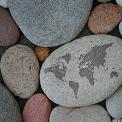 world map on rocks