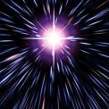 bright star in blurred night sky